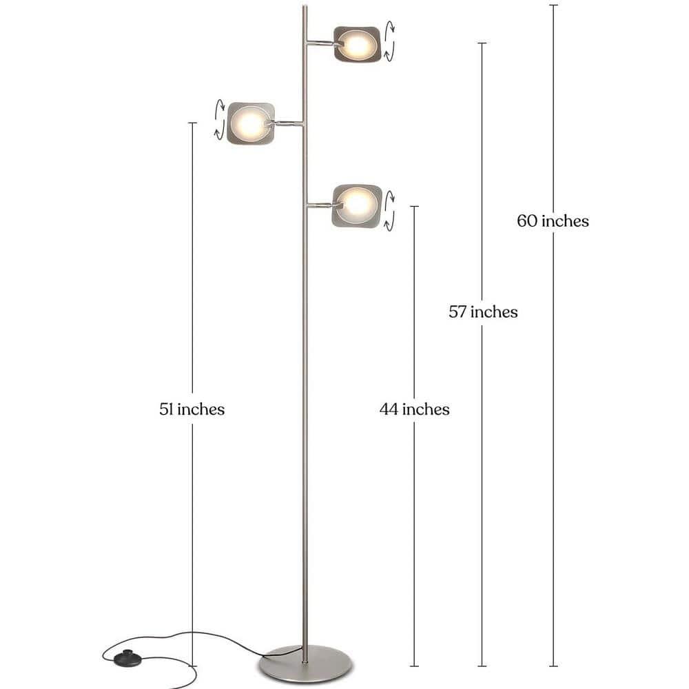 Brightech Tree Industrial LED 3-Way Dimming Floor Lamp with 3 Adjustable Spot Lights