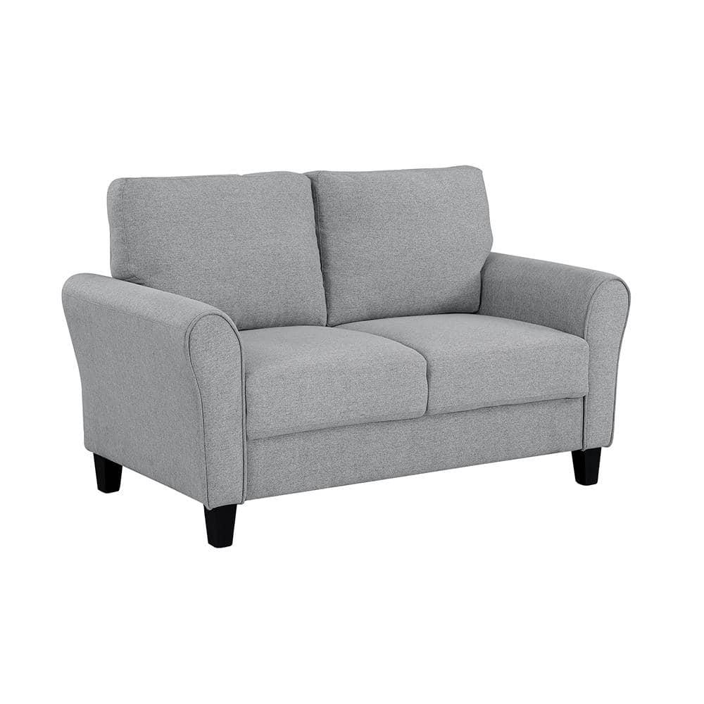 Lexicon Transitional Solid Wood and Polyester Love Seat in Dark Gray/Black