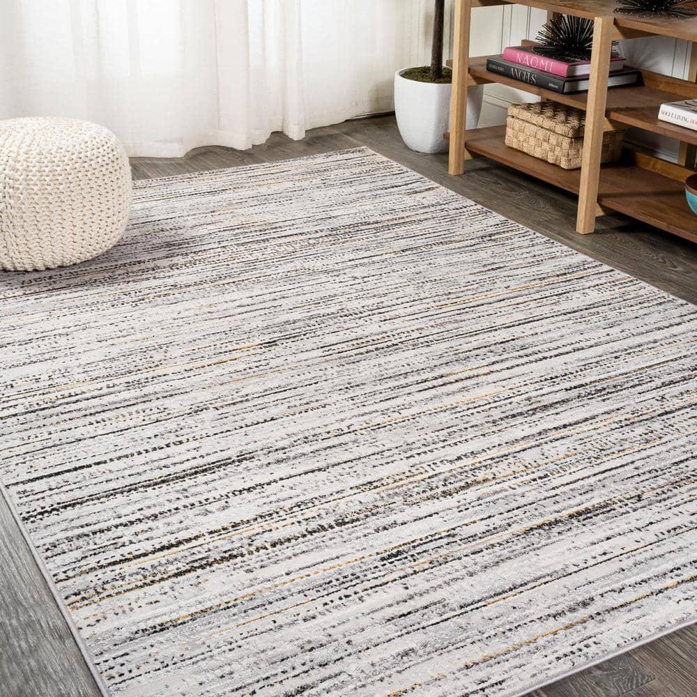 8'x10' Loom Modern Strie'  Area Rug, Gray/Black - JONATHAN Y