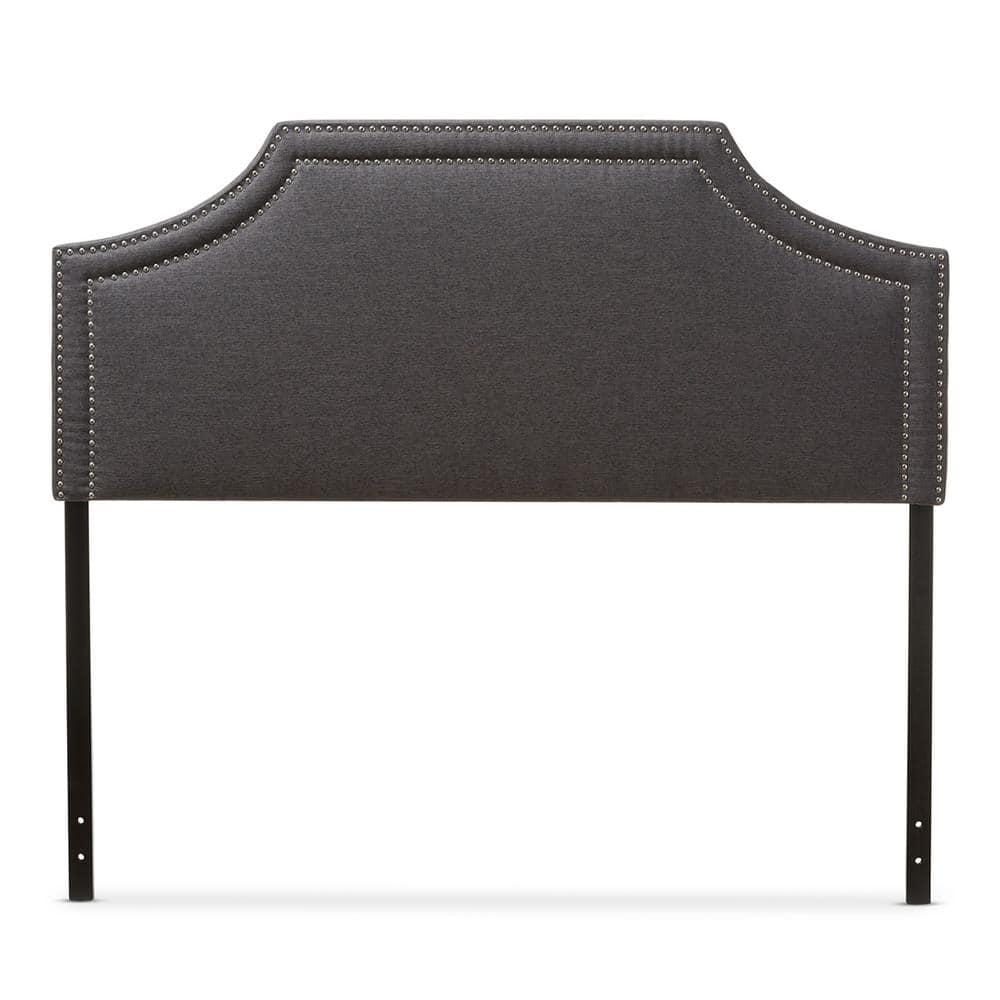 Queen Avignon Modern Fabric Upholstered Headboard Dark Gray - Baxton Studio: Chic Metallic Trim, Rubberwood Frame, Adjustable Height