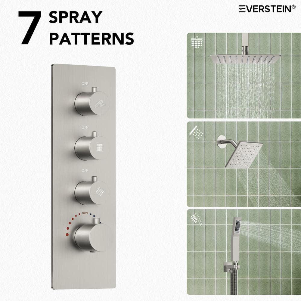 Thermostatic Shower Faucet System,16" & 6" Dual Shower Head with Rough-In Valve