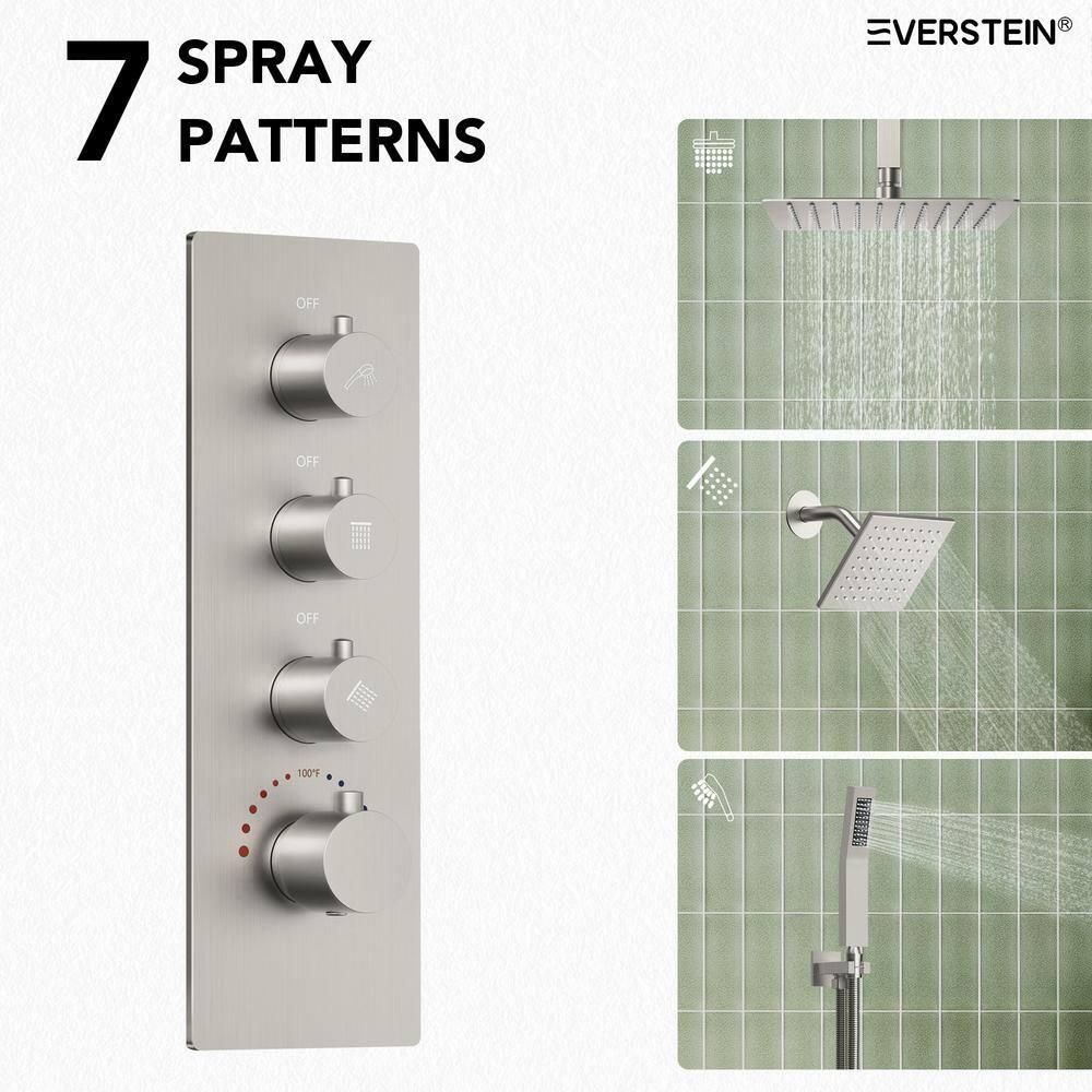 Thermostatic Shower Faucet System,16" & 6" Dual Shower Head with Rough-In Valve
