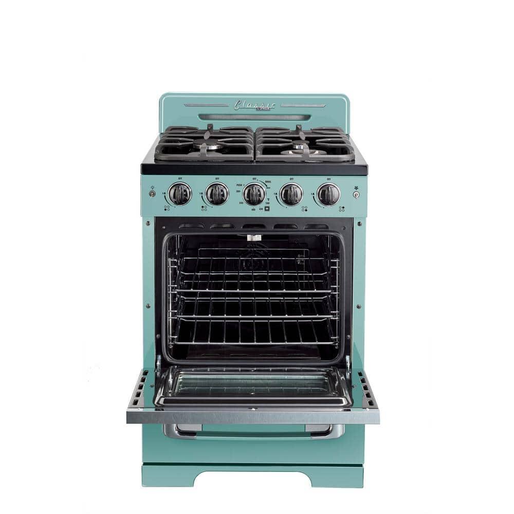 Unique Classic Retro 24" 2.9 cu/ft Freestanding Gas Range with Convection Oven and Sealed Burners