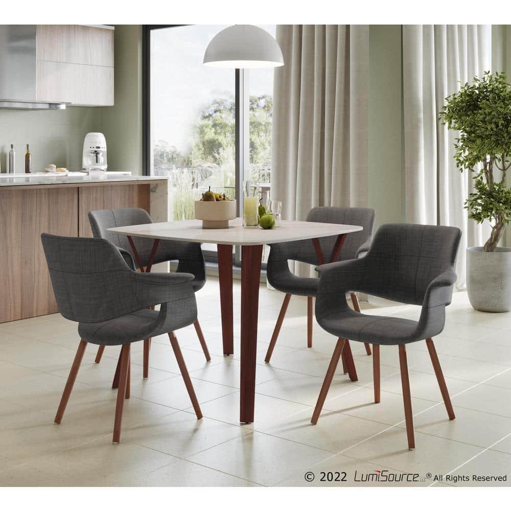 LumiSource Vintage Flair Mid-Century Modern Chair Walnut/Charcoal Gray: Polyester Upholstery, Wood Legs, Spot Clean