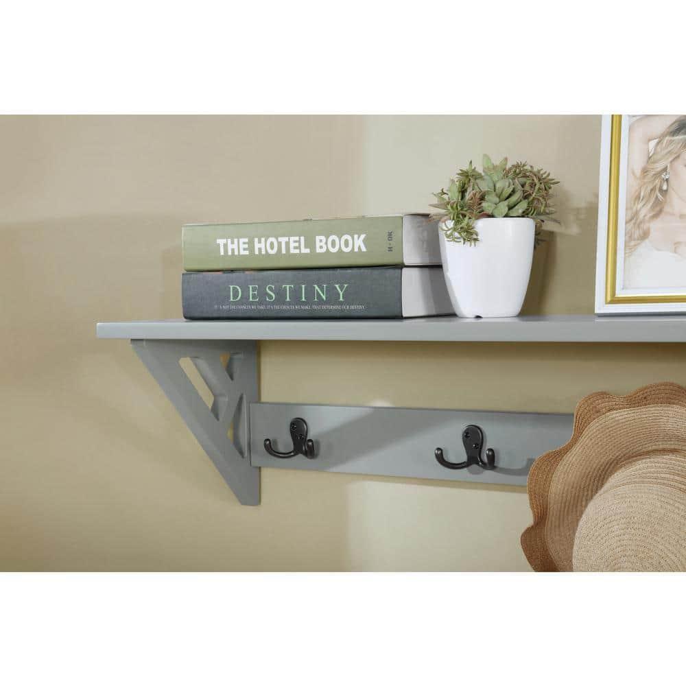 Alaterre Furniture Coventry 36 in. Gray Coat Hook & Shelf Fixture, Entryway, Mudroom & Laundry Room Home Storage