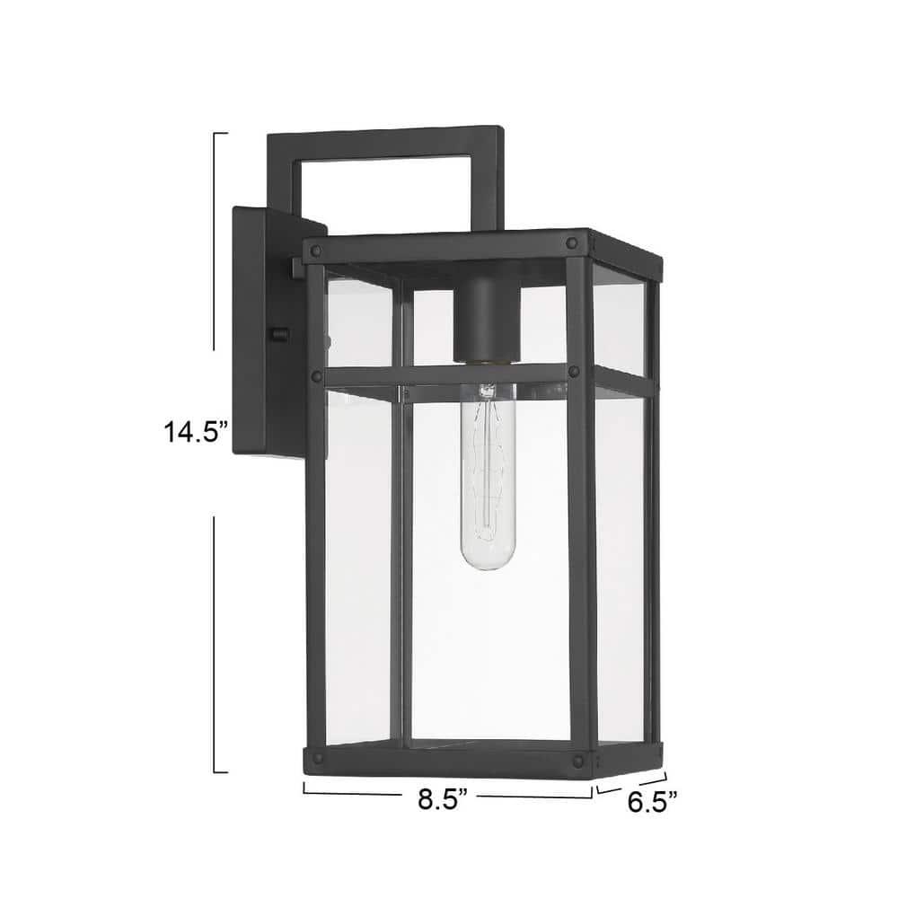 Robert Stevenson Lighting Blake Modern Metal and Clear Glass Paneled Wall Mounted Outdoor Light Black: ETL Listed, 1-Light Sconce, No Switch