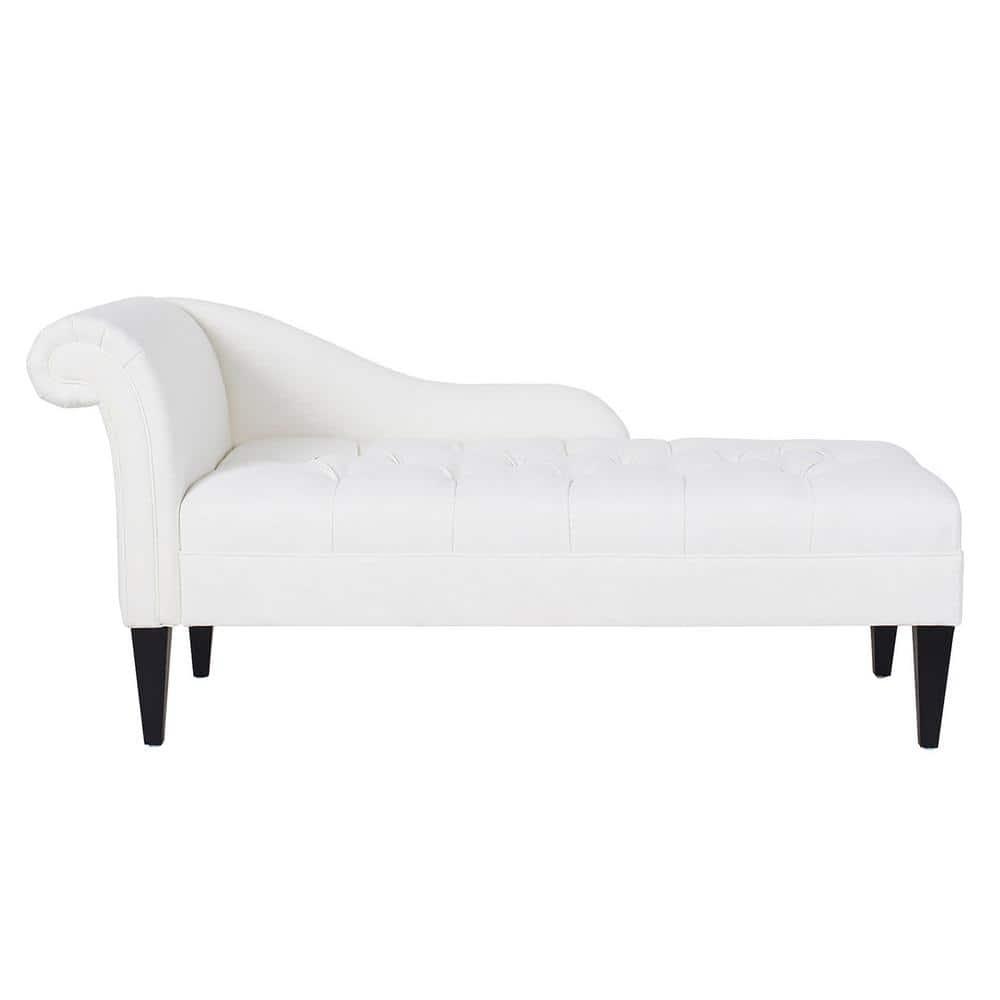 Harrison Tufted Roll Arm Chaise Lounge Antique White
