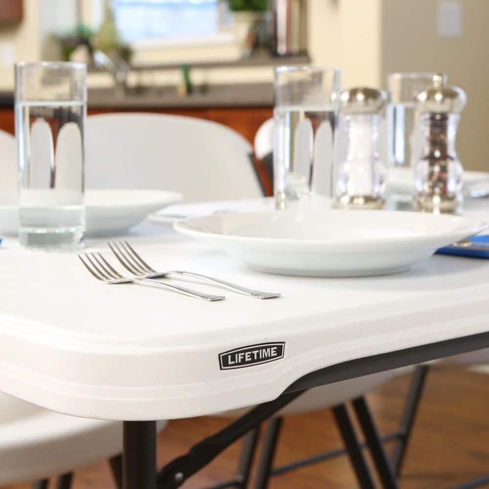 Lifetime 6 Foot Rectangle Folding Table Indoor/Outdoor Commercial Grade, White Granite (80306)