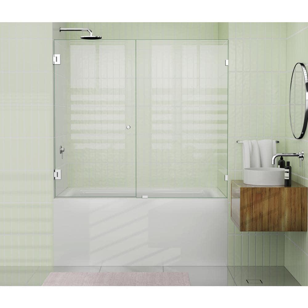 Illume 56 in. x 58.25 in. Fully Frameless Hinge Bathtub Door