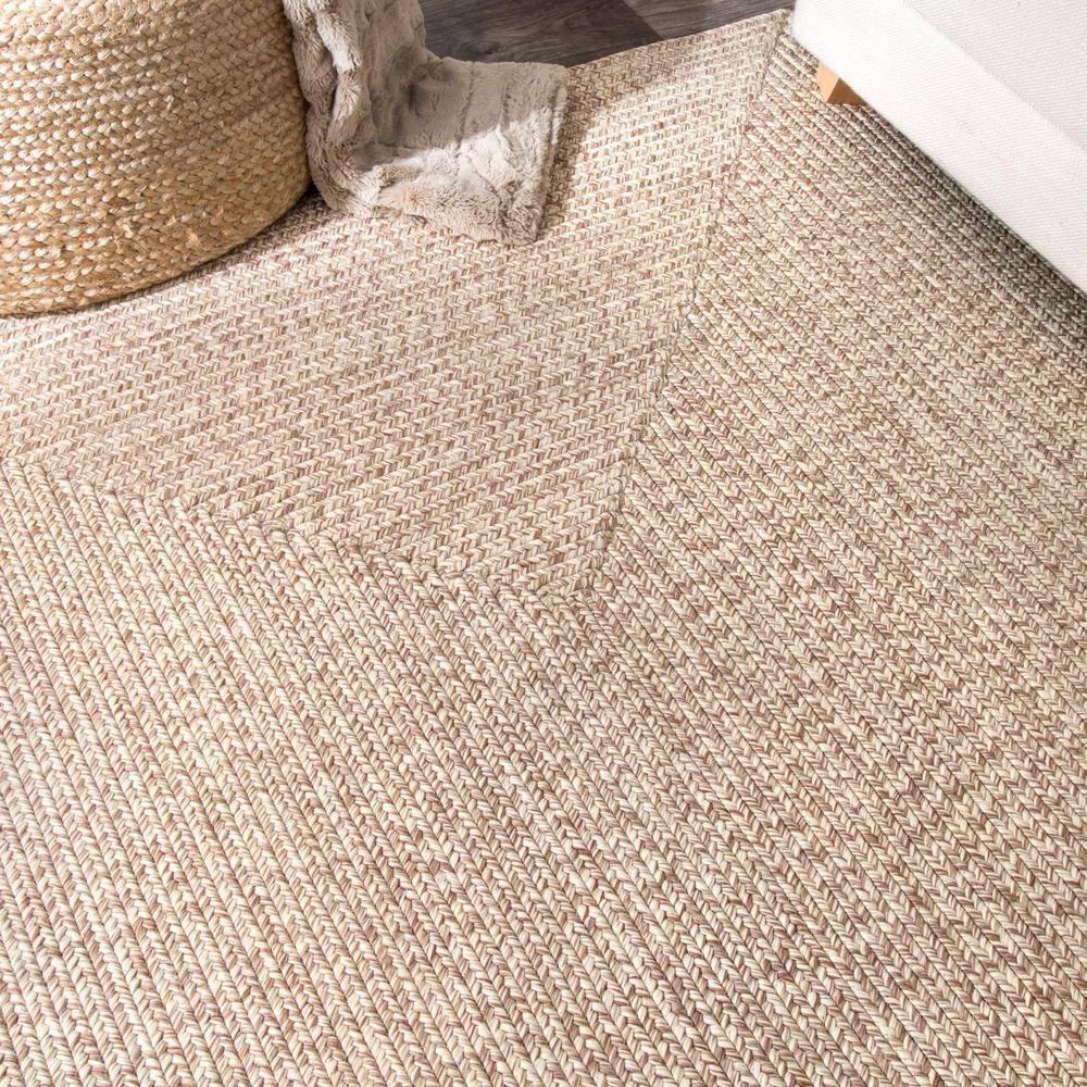nuLOOM 2' x 14' Solid Hand Braided Indoor/Outdoor Area Rug, Pet-Friendly, High Traffic, Weather Resistant, for Patio, Balcony, Bedroom, Living, Dining Room, Wynn Tan