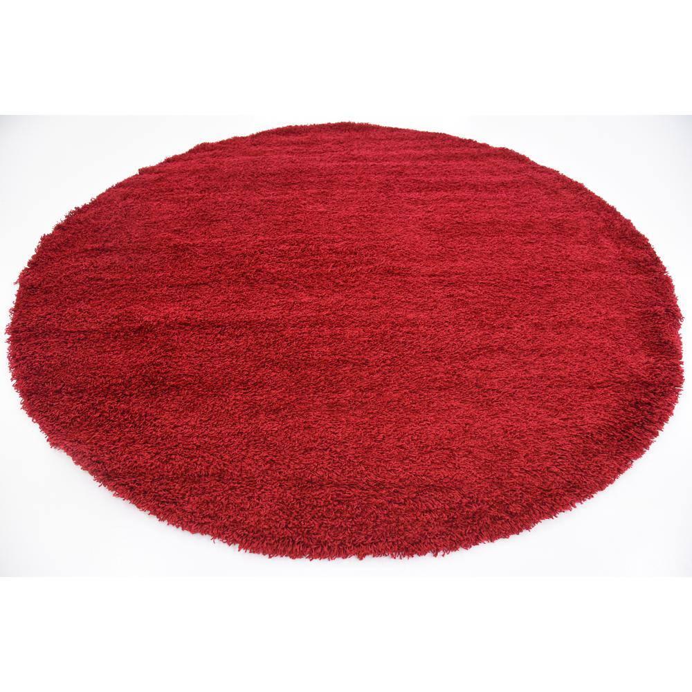 Unique Loom Solid Shag Collection Area Rug (8' Round, Cherry Red)