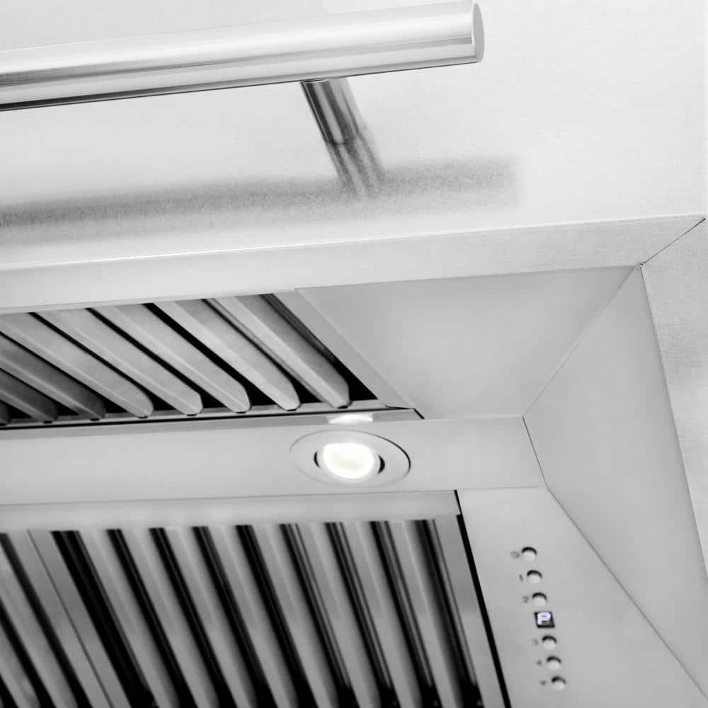 ZLINE 36 in. Satin Steel Wall Mount Range Hood and Stainless Steel Handle