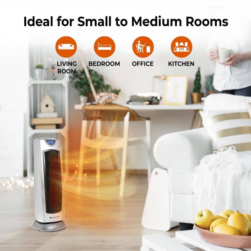 Comfort Zone Portable 1500W Ceramic Oscillating Digital Tower Space Heater