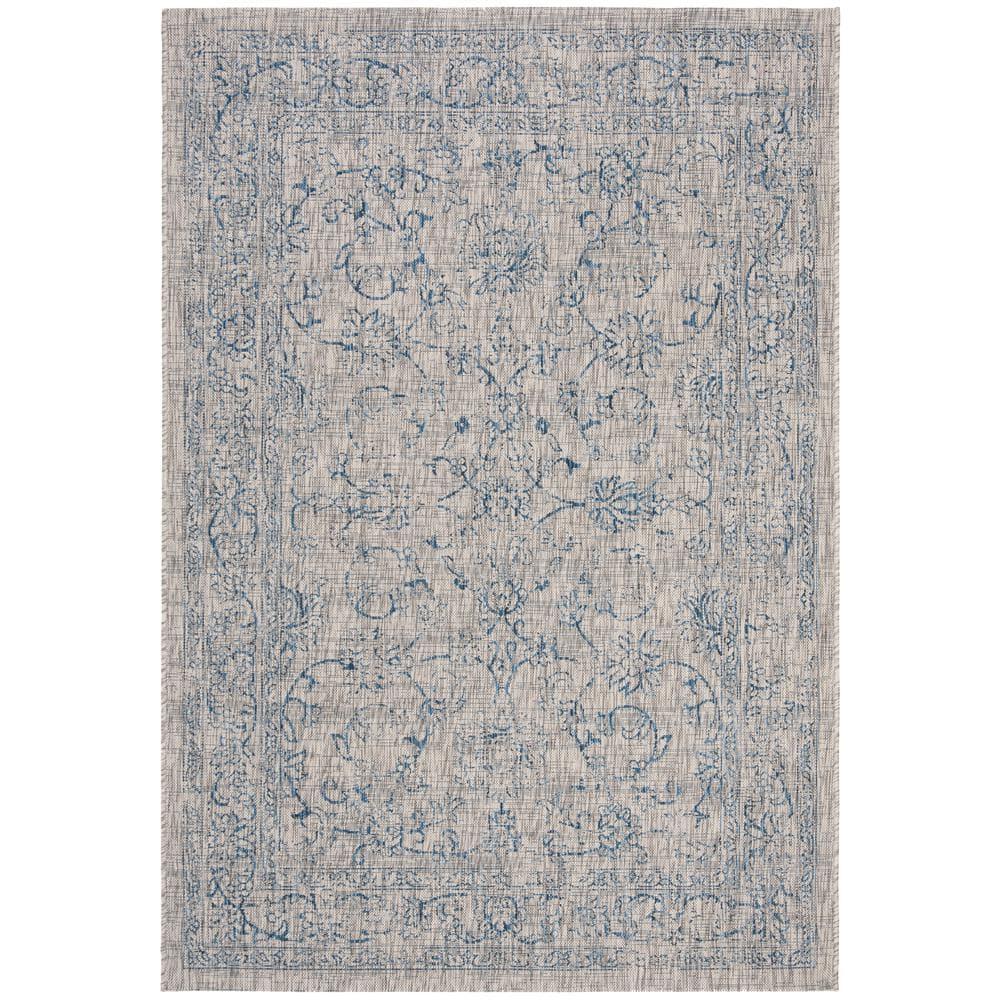 Courtyard CY8680 Power Loomed Indoor and Outdoor Area Rug - Grey/Navy - 8'x11' - Safavieh