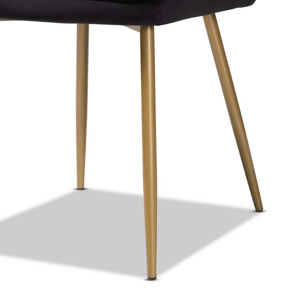 2pc Gavino Metal Dining Chair Set Black/Gold - Baxton Studio