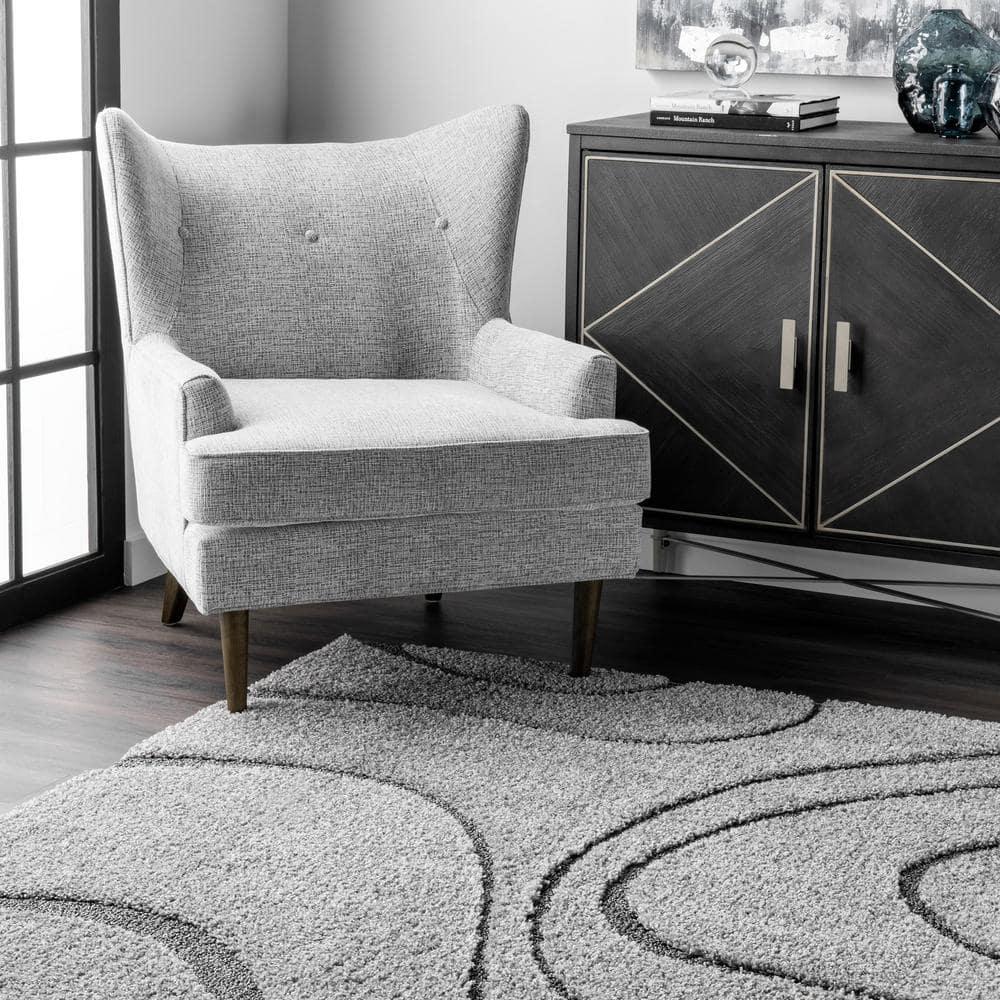 Nuloom Carolyn Abstract 4x6 Shag Indoor Area Rug for Living Room Bedroom Dining Room Nursery, Dark Grey