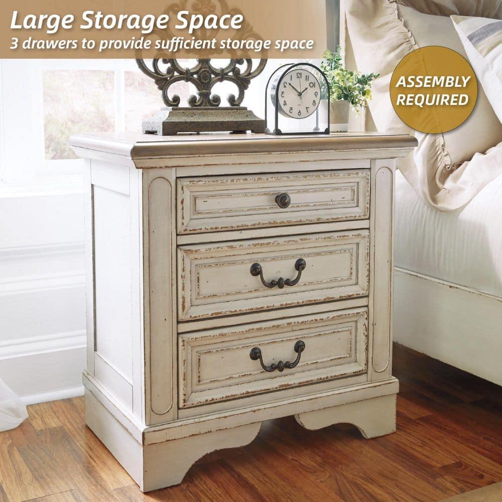 Hayley 3 - Drawer Nightstand in White