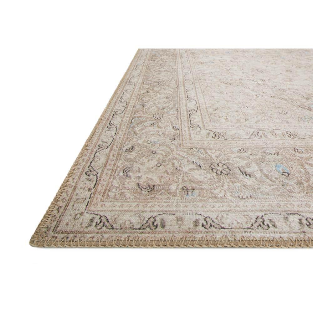 Rectangular 5' x 7' Beige and Taupe Polyester Oriental Rug