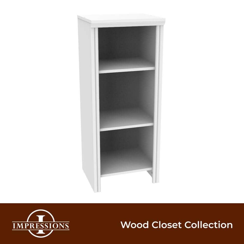 White Laminate Freestanding Walk-In Closet Tower Unit with Shelves
