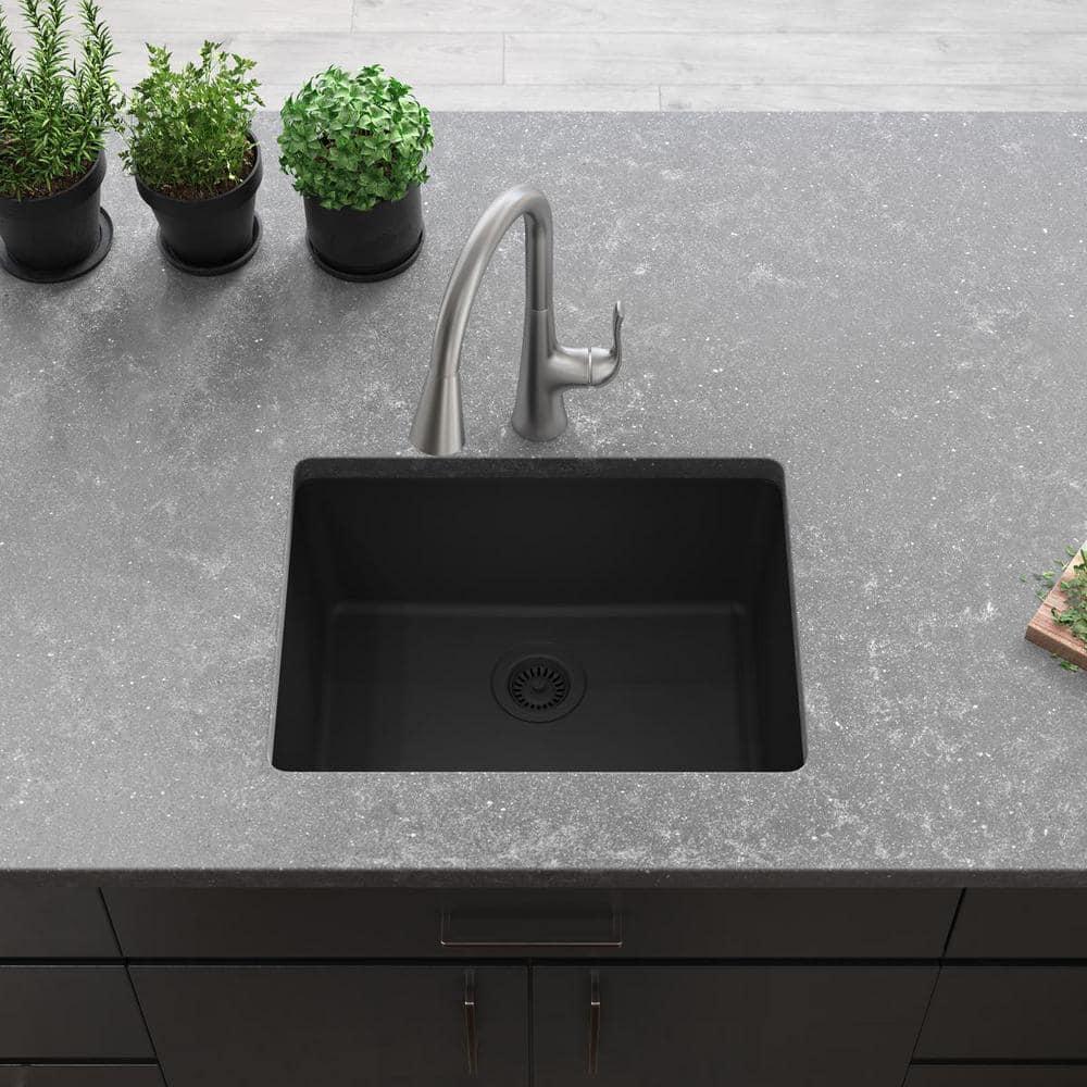 Elkay Quartz Classic 24-5/8" x 18-1/2" x 9-1/2" Single Bowl Undermount Sink, Graphite
