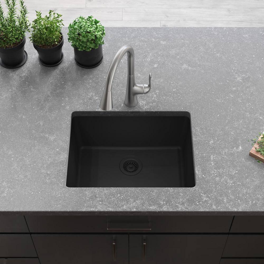 Elkay Quartz Classic 24-5/8" x 18-1/2" x 9-1/2" Single Bowl Undermount Sink, Graphite