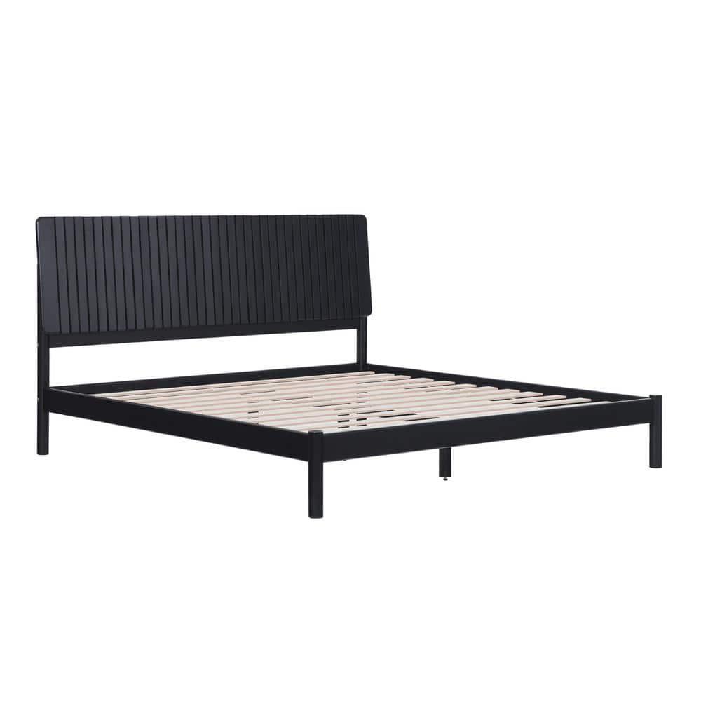 Walker Edison Transitional Solid Wood Platform King Bed - Black