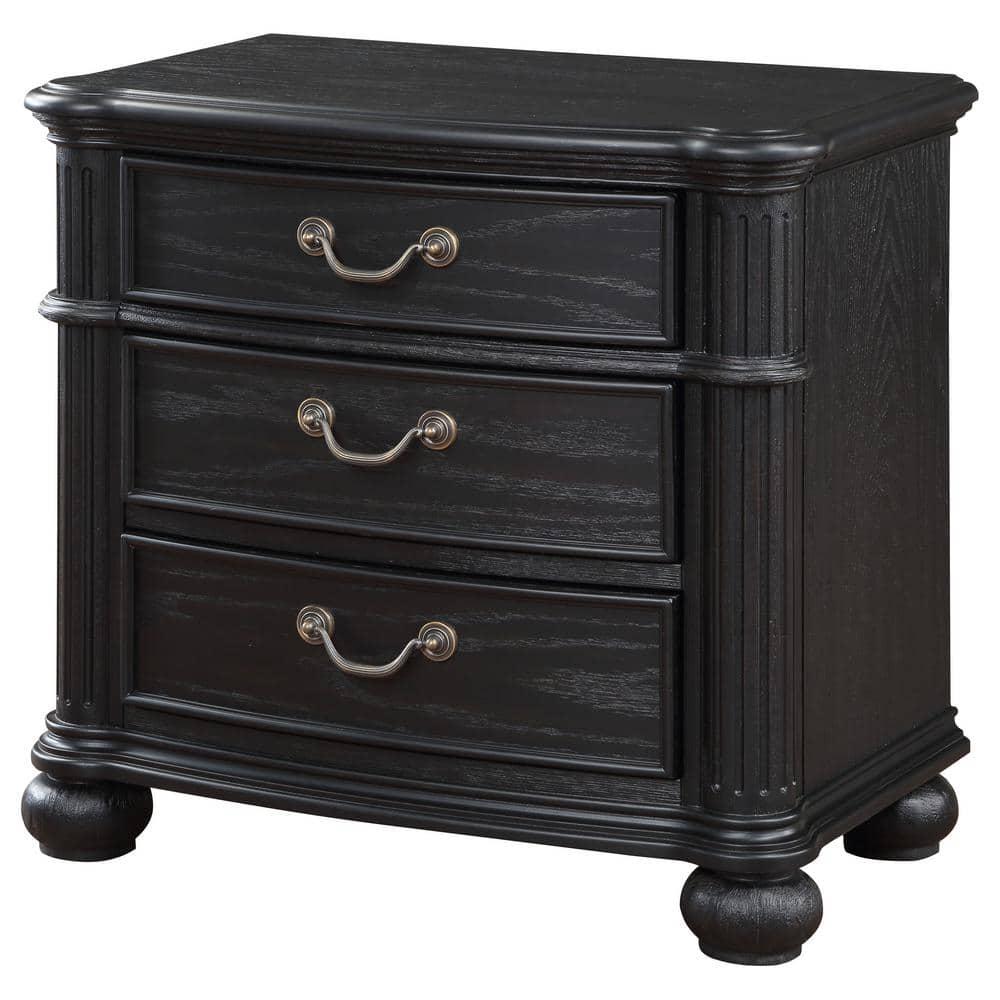 Coaster Celina Traditional 3-drawer Wood Nightstand Bedside Table Black