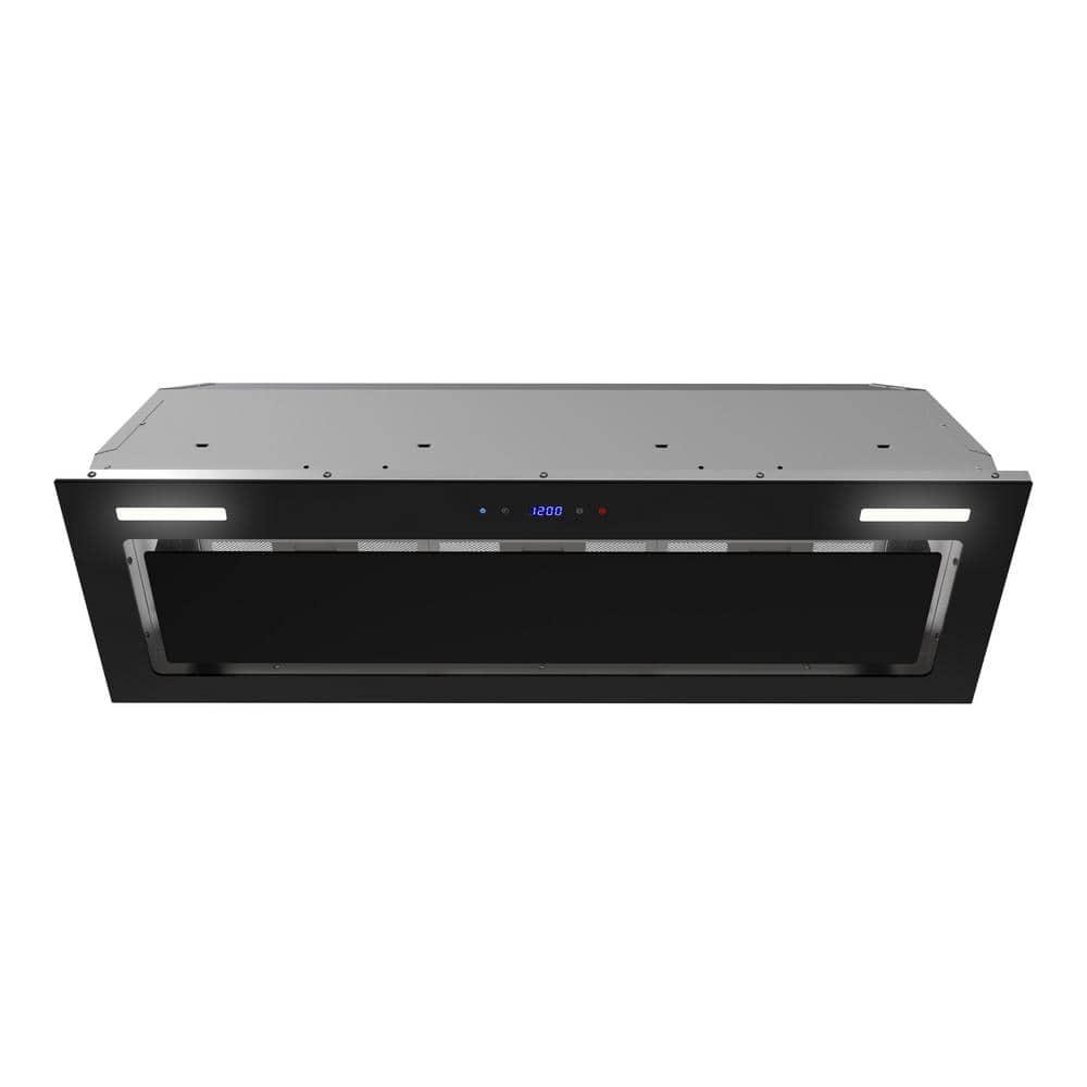 Streamline 36 In. T-11503-1-DL Isernia Ductless Insert 350 CFM Range Hood In Glossy Black With Mesh Filters, Touchpad Control, LED Lights
