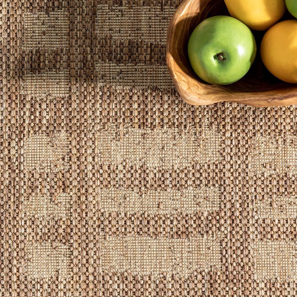 nuLOOM 4' x 6' Outdoor Performance Area Rug, Stain Resistant, Weather Resistant, High Traffic, Patio, Balcony, Outside, Marin Brown