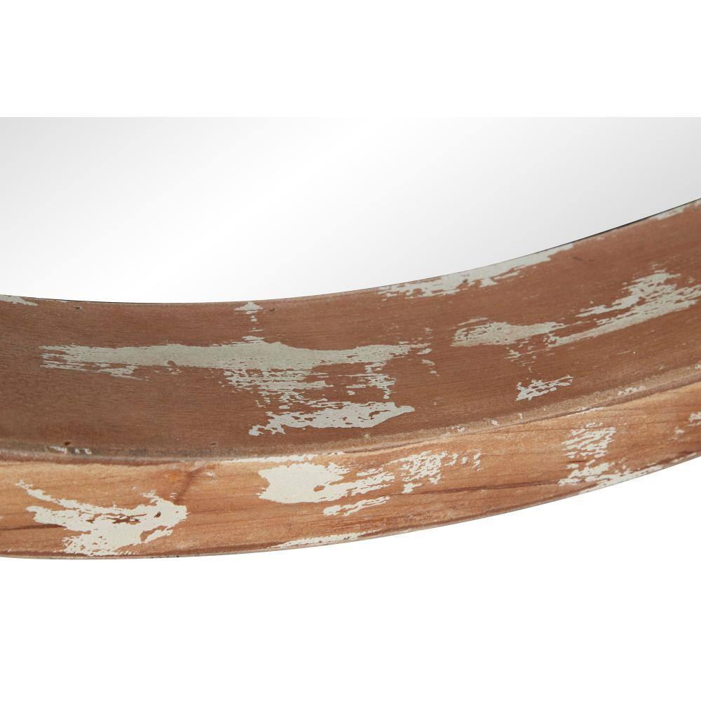 Olivia & May Vintage Wall Mirror Brown: Round Wood Frame, No Assembly, Spot Clean, 39.5" Diameter