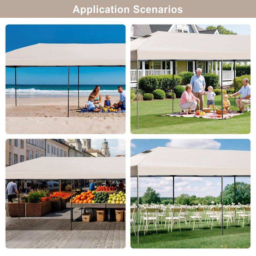 Khaki 10x30 Heavy Duty Outdoor Pop Up Canopy Tent with Sidewalls