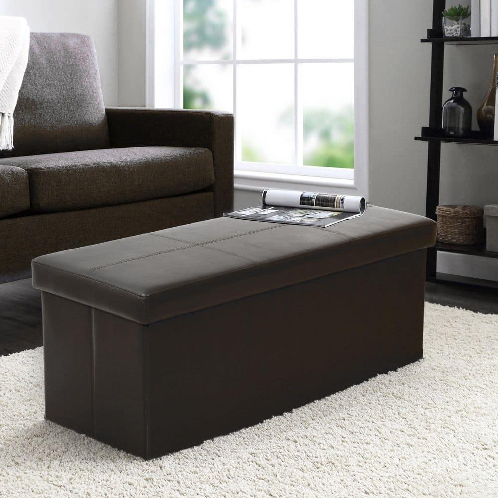 American Furniture Classics American Furniture Classics Model 512 Foldable Tufted Storage Bench - Dark Brown