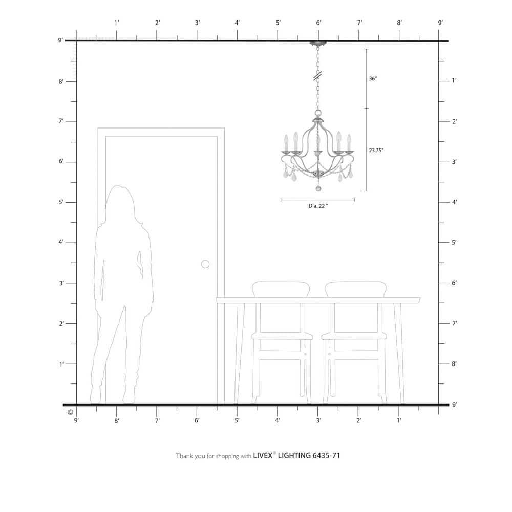 Livex Lighting Chesterfield 5 - Light Chandelier in  Hand Applied Venetian Golden Bronze