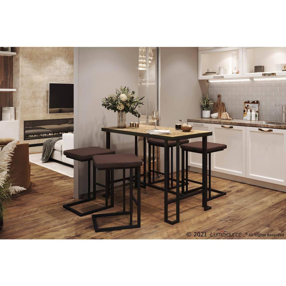 Roman Industrial Counter Stool in Antique and Espresso Faux Leather by LumiSource - Set of 2