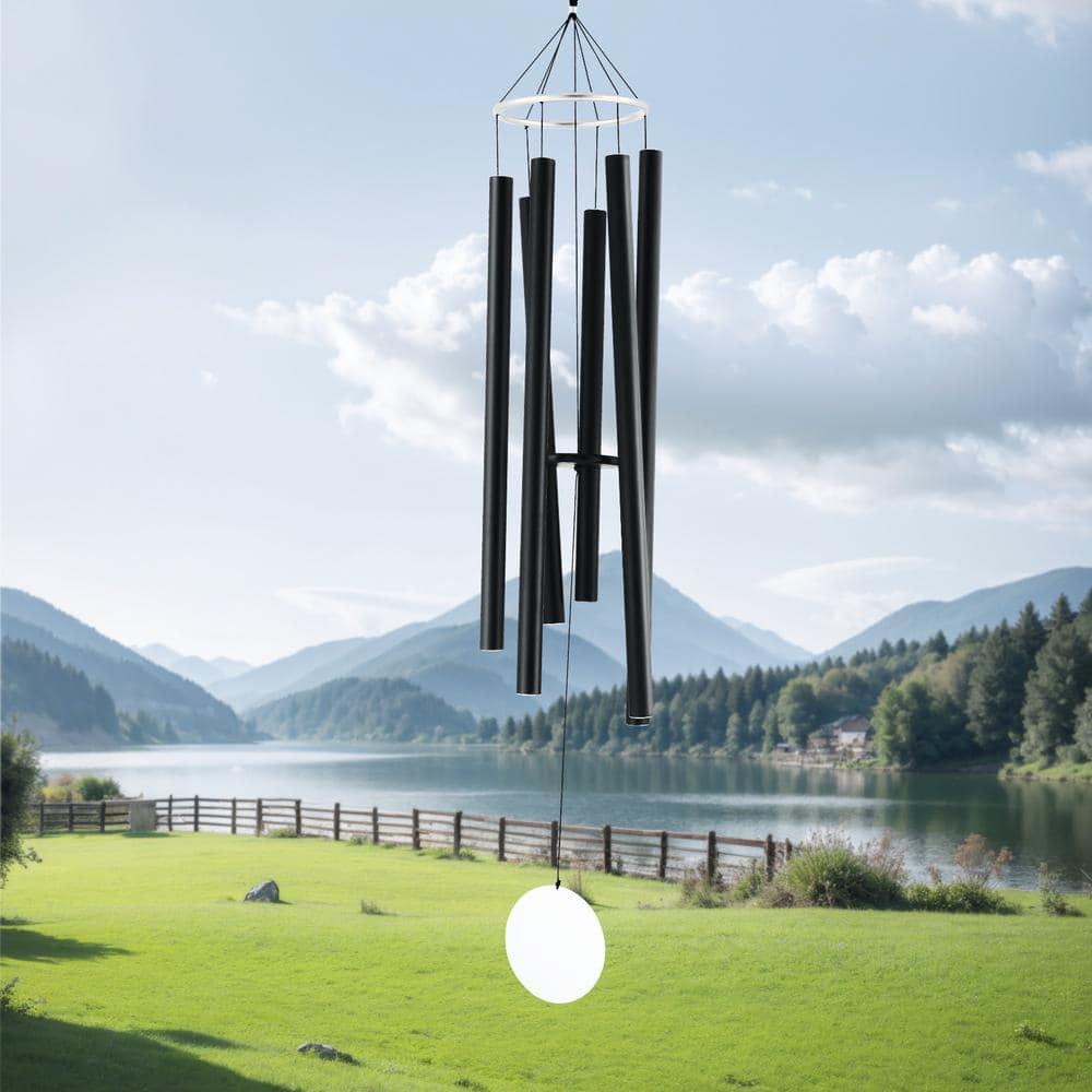 Vevor JSFLHS66INCH8UZWQV0 66 in. Outside Aluminum Memorial Deep Tone Wind Chimes - Black