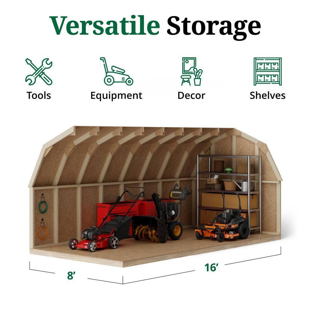 Little Cottage Co. 8x16 Value Gambrel Barn with 4 ft. Sidewalls, Outdoor Wood Storage Shed Do-It-Yourself Precut Kit