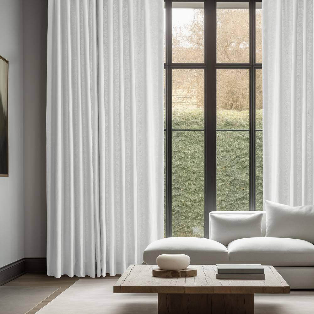 HPD Half Price Drapes French Linen Curtains 108 Inches Long Room Darkening Curtains for Bedroom & Living Room 50 X 108, (1 Panel), Crisp White