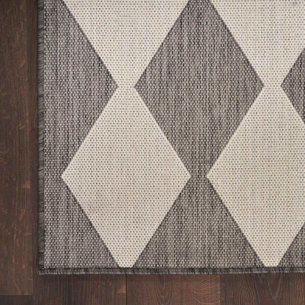 Nourison Positano 5' x 7' Charcoal Diamond Modern Flatweave Indoor/Outdoor Rug