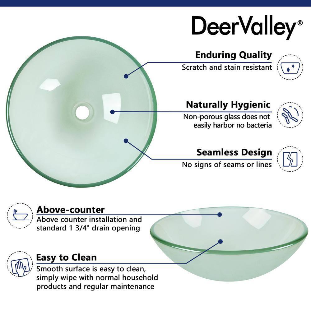 DeerValley Symmetry 16.5'' Circular Glass Vessel Bathroom Sink