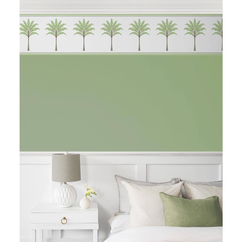 Harry & Grace Green Tea Montgomery Palm Peel and Stick Wallpaper Border