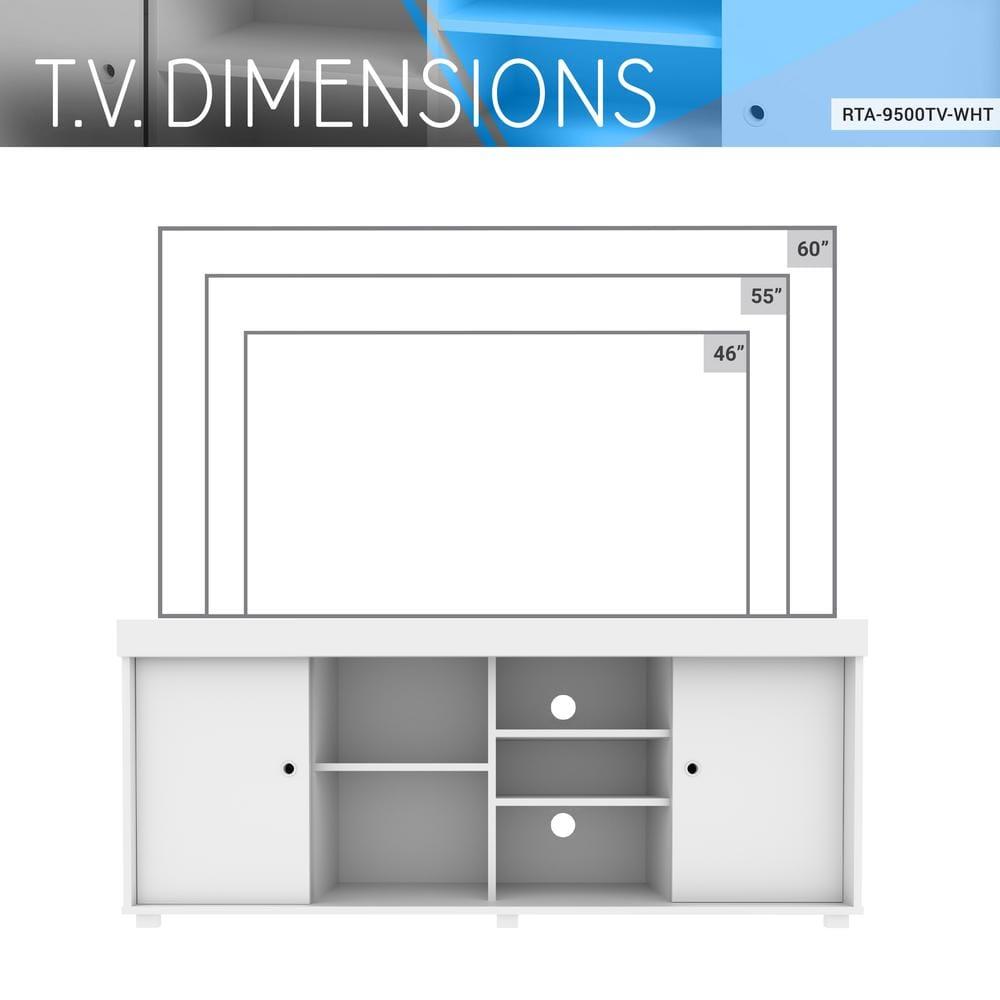 TV Stand for TVs up to 65" with Storage White - Techni Mobili: Modern Console, Open Shelves, Cable Management