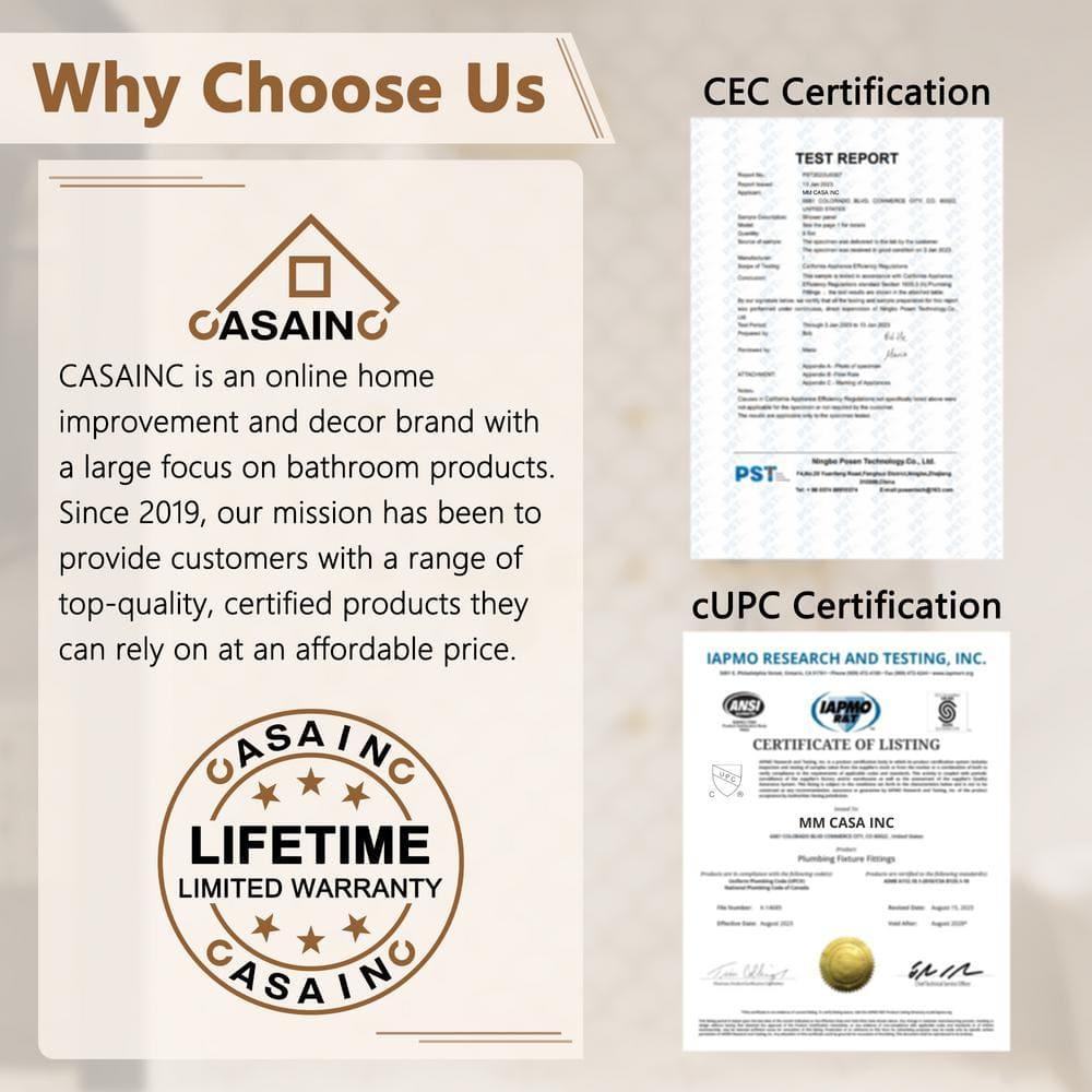 CASAINC Pressure-Balanced (Temperature And Volume) All-In-One Kit with Rough in-Valve M6066-A-10-BG