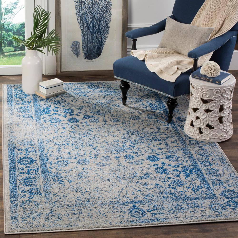 Adirondack ADR109 Machine Made Indoor Area Rug - Grey/Blue - 4'x4' - Safavieh