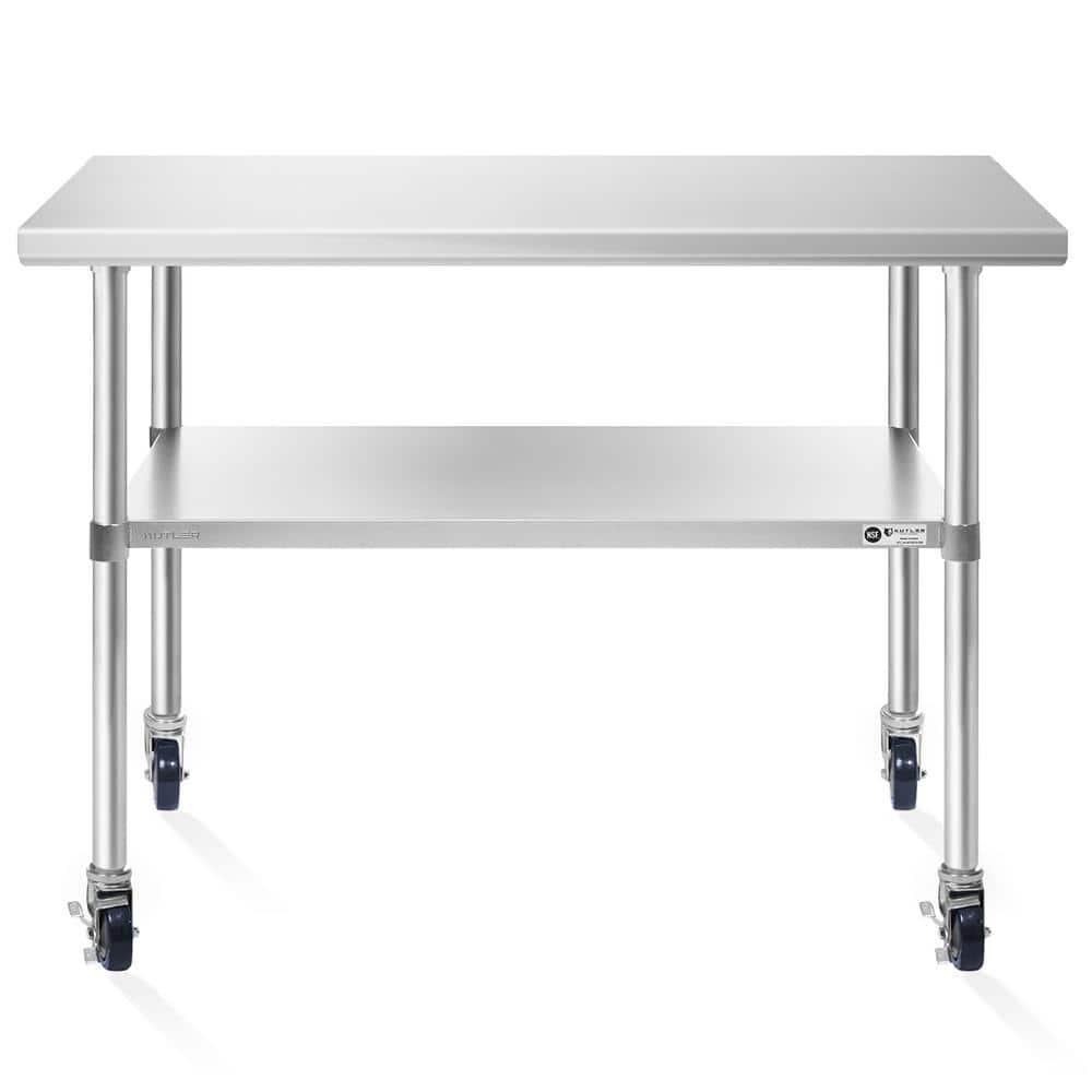 GRIDMANN 30" D x 34.5" H Stainless Steel Prep Station with Undershelf