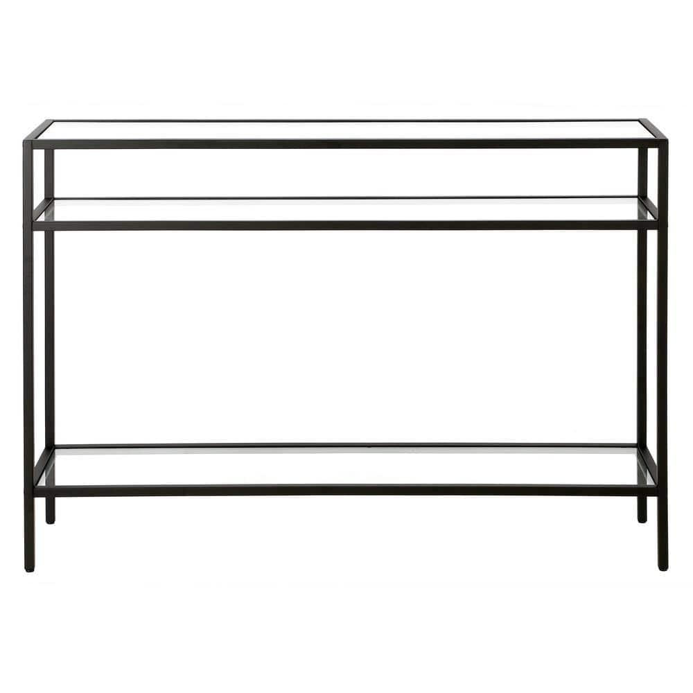 Evelyn&Zoe Siviline 42" Wide Rectangular Console Table, Blackened Bronze