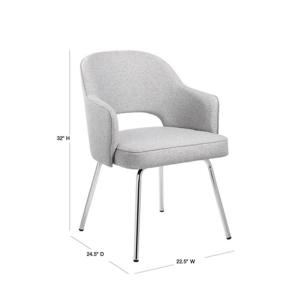 Guest Chair Gray Linen - Boss Office Products: Chrome Base, Mid-Century Modern, 275lbs Capacity