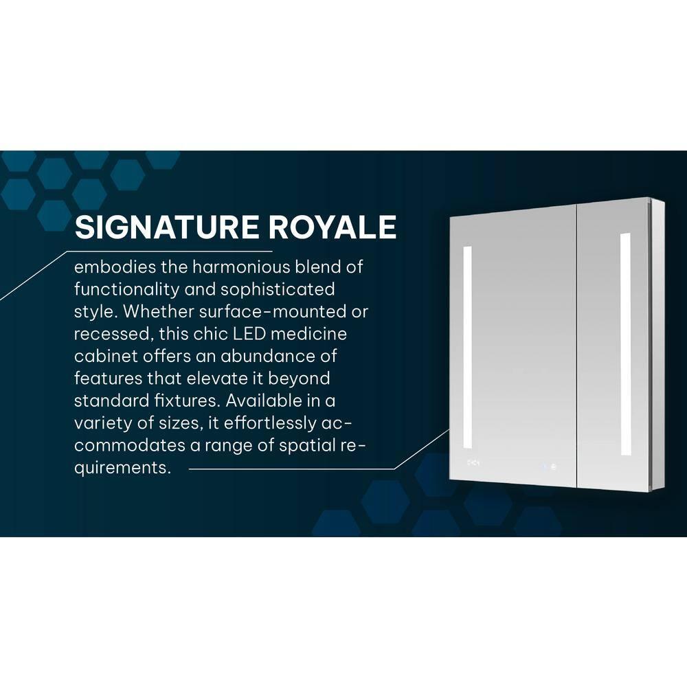 AQUADOM AQUADOM Signature Royale LED Medicine Cabinet with Defogger, Electrical Outlets, Digital Clock, Dimmer, Adjustable LED 3X Magnifying Mirror