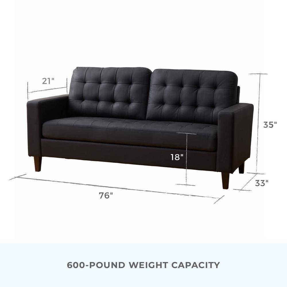 76” Brynn Upholstered Square Arm Sofa with Buttonless Tufting - Brookside Home