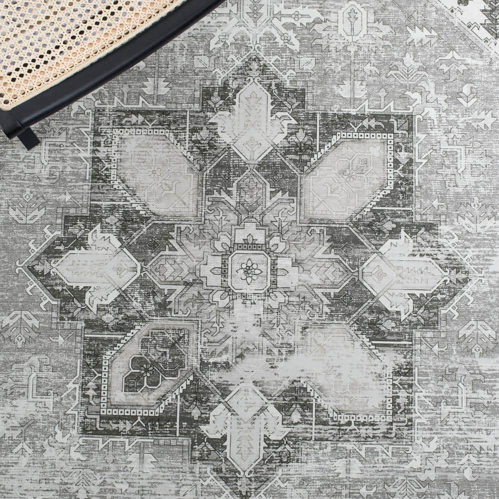 Tucson Vintage Persian TSN102 Power Loomed Machine Washable Skid-Resistant Indoor Area Rug - Dark Sage/Ivory - 5'x5' - Safavieh