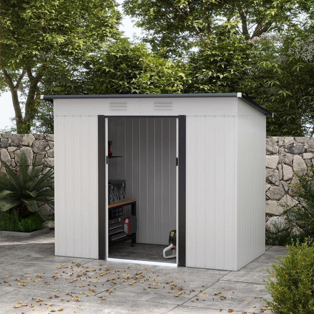 Outsunny 8 ft. W x 4 ft. D Galvanized Steel Storage Shed